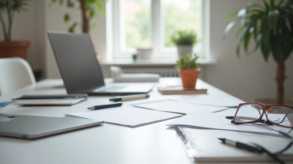 Professionele werkruimte met planningstools, notities en organisatie op bureau